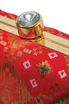Shop_NR By Nidhi Rathi_Coral Printed Banarasi Geometric Clutch Bag_Online_at_Aza_Fashions