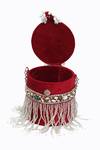 Shop_NR by Nidhi Rathi_Round Tassel Hand Embellished Clutch Bag_Online_at_Aza_Fashions