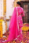 Shop_Chhavvi Aggarwal_Pink Organza, Crepe Floral Motifs, Sequin Work, Dabka Print Kurta Sharara Set_at_Aza_Fashions