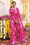 Chhavvi Aggarwal_Pink Organza, Crepe Floral Motifs, Sequin Work, Dabka Print Kurta Sharara Set_Online_at_Aza_Fashions