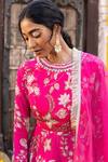 Buy_Chhavvi Aggarwal_Pink Organza, Crepe Floral Motifs, Sequin Work, Dabka Print Kurta Sharara Set_Online_at_Aza_Fashions