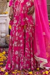 Shop_Chhavvi Aggarwal_Pink Organza, Crepe Floral Motifs, Sequin Work, Dabka Print Kurta Sharara Set_Online_at_Aza_Fashions