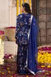 Shop_Chhavvi Aggarwal_Blue Organza, Crepe Floral Motifs, Sequin Work, Dabka V Print Kurta Sharara Set_at_Aza_Fashions