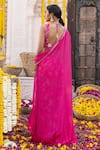 Shop_Chhavvi Aggarwal_Pink Crepe, Georgette Floral Motifs, Sheer Cape And Printed Kurta Sharara Set _at_Aza_Fashions