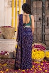 Shop_Chhavvi Aggarwal_Blue Georgette Printed Floral Motifs V Neck Saree Set _at_Aza_Fashions