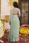 Shop_Chhavvi Aggarwal_Green Crepe Printed Floral Motifs Round Pre-draped Palazzo Saree Set _at_Aza_Fashions