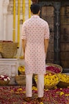 Shop_Chhavvi Aggarwal_Peach Crepe And Glaze Cotton Printed Floral Kurta & Pant Set _at_Aza_Fashions