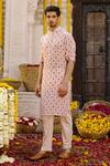 Chhavvi Aggarwal_Peach Crepe And Glaze Cotton Printed Floral Kurta & Pant Set _Online_at_Aza_Fashions