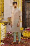 Buy_Chhavvi Aggarwal_Green Crepe And Glaze Cotton Printed Floral Kurta & Pant Set _at_Aza_Fashions