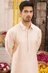 Chhavvi Aggarwal_Peach Chanderi And Glaze Kurta & Salwar Set _Online_at_Aza_Fashions