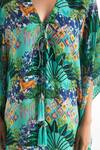 Shop_Chhavvi Aggarwal_Blue Crepe Jungle Print V Neck Kaftan_Online_at_Aza_Fashions