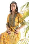 Buy_Chhavvi Aggarwal_Yellow Crepe Draped Shirt Dress_Online_at_Aza_Fashions