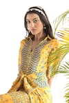 Shop_Chhavvi Aggarwal_Yellow Crepe Draped Shirt Dress_Online_at_Aza_Fashions