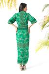 Shop_Chhavvi Aggarwal_Green Crepe Geometric Print Straight Collar Draped Shirt Dress_at_Aza_Fashions