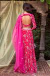 Shop_Chhavvi Aggarwal_Red Crepe Round Floral Print Lehenga Set _at_Aza_Fashions