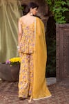 Shop_Chhavvi Aggarwal_Yellow Organza Scoop Neck Floral Print Kurta Sharara Set _at_Aza_Fashions