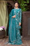 Buy_Chhavvi Aggarwal_Green Organza Round Floral Print Kurta Sharara Set _at_Aza_Fashions