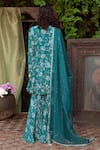 Shop_Chhavvi Aggarwal_Green Organza Round Floral Print Kurta Sharara Set _at_Aza_Fashions