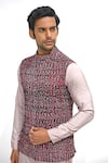 Shop_GRAM OF INK_Pink Chenille Textured Bundi And Kurta Set  _at_Aza_Fashions