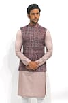 Buy_GRAM OF INK_Pink Chenille Textured Bundi And Kurta Set  _Online_at_Aza_Fashions