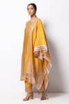 Buy_Bhavik Shah_Yellow Kurta Handwoven Chanderi Silk Dupatta Chanderi Pant Cotton And Set _at_Aza_Fashions