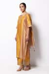 Buy_Bhavik Shah_Yellow Kurta Handwoven Chanderi Silk Dupatta Chanderi Pant Cotton And Set _Online_at_Aza_Fashions