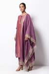 Buy_Bhavik Shah_Purple Kurta Handwoven Chanderi  Dupatta Chanderi Pant Cotton Set _at_Aza_Fashions