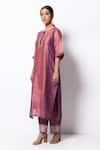 Buy_Bhavik Shah_Purple Kurta Handwoven Chanderi  Dupatta Chanderi Pant Cotton Set _Online_at_Aza_Fashions