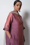 Shop_Bhavik Shah_Purple Kurta Handwoven Chanderi  Dupatta Chanderi Pant Cotton Set _Online_at_Aza_Fashions