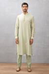 Torani_Green Champa Faiz Printed Bundi And Kurta Set_Online_at_Aza_Fashions