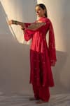 Shop_Apeksha Jain Label_Red Marori , Gota Patti Round Hand Embroidered Anarkali Set _at_Aza_Fashions