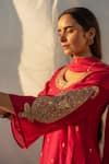 Apeksha Jain Label_Red Marori , Gota Patti Round Hand Embroidered Anarkali Set _Online_at_Aza_Fashions