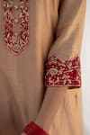 Apeksha Jain Label_Red Chanderi Hand Embroidered Zardozi Work Round Kurta Palazzo Set _at_Aza_Fashions