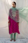Buy_Apeksha Jain Label_Pink Chanderi Hand Embroidered Gota Patti Work Round Kurta Set _at_Aza_Fashions