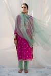Shop Apeksha Jain Label Pink Chanderi Hand Embroidered Gota Patti Work Round Kurta Set at Aza Fashions Shop_Apeksha Jain Label_Pink Chanderi Hand Embroidered Gota Patti Work Round Kurta Set _at_Aza_Fashions