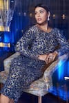 Shop_Chisel by Meghna Ramrakhiya_Blue Stretchable Net Embroidered And Embellished Sequin Work & 3d Dress  _at_Aza_Fashions