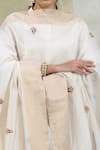 Weaver Story_White Pure Chanderi Silk Zardozi Dupatta _Online_at_Aza_Fashions