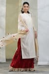 Weaver Story_White Pure Chanderi Silk And Organza Lining Cotton Woven Thread Kurta Skirt Set _Online_at_Aza_Fashions