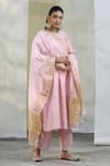 Shop_Weaver Story_Pink Pure Chanderi Silk Embroidered Zardozi Work Dupatta _at_Aza_Fashions