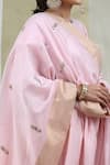 Weaver Story_Pink Pure Chanderi Silk Embroidered Zardozi Work Dupatta _Online_at_Aza_Fashions