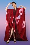 Shop_Urban Pataka_Maroon Crepe Shibori Kaftan _at_Aza_Fashions