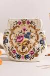 The Leather Garden_White Embroidered Floral Handbag _Online_at_Aza_Fashions