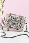 Buy_The Leather Garden_White Embellished Crossbody Bag _at_Aza_Fashions