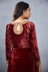 Buy_Torani_Maroon Silk Velvet Gudhal Makhmal Qurbat Khat Kurta_Online_at_Aza_Fashions