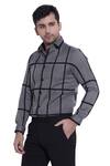 Abkasa_Grey Cotton Slim-fit Applique Shirt For Men_Online_at_Aza_Fashions