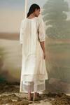 Shop_Febo6_Off White Handspun Chanderi Sequin, Primrose V Neck Embroidered Tunic _at_Aza_Fashions