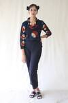 Shop_Chambray & CO._Blue 100% Organic Cotton Lapel Printed Top And Pant Set _Online_at_Aza_Fashions