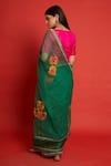 Shop_Priti Prashant_Green Organza And Silk Embroidery Cherry Floral Work Saree With Blouse  _at_Aza_Fashions