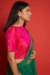 Buy_Priti Prashant_Green Organza And Silk Embroidery Cherry Floral Work Saree With Blouse  _Online_at_Aza_Fashions