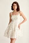 Buy_Pankaj & Nidhi_White Embroidered Organza Floral Square Neck Cherub Dress_Online_at_Aza_Fashions